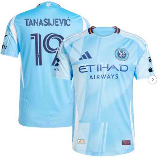 Men's New York City FC Strahinja Tanasijevic adidas Light Blue 2025 The Excelsior Kit Authentic Player Jersey